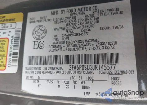 2018 Ford Fusion Energi Titanium из США, поврежденный, VIN 3FA6P0SU3JR145577